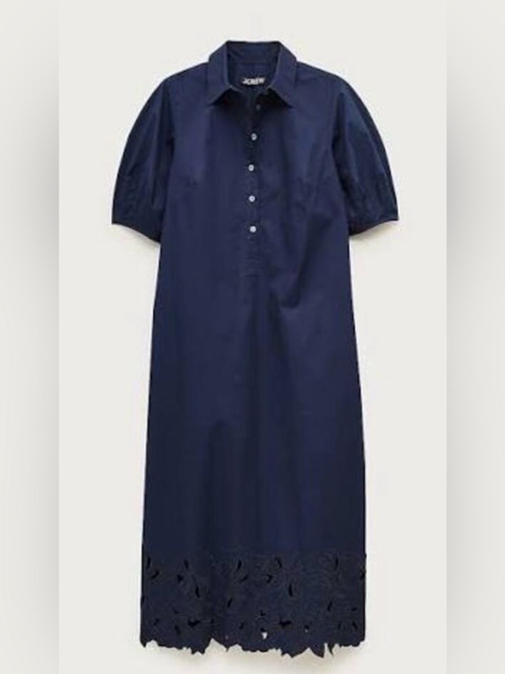 J. Crew navy embroidered bottom cotton poplin dress